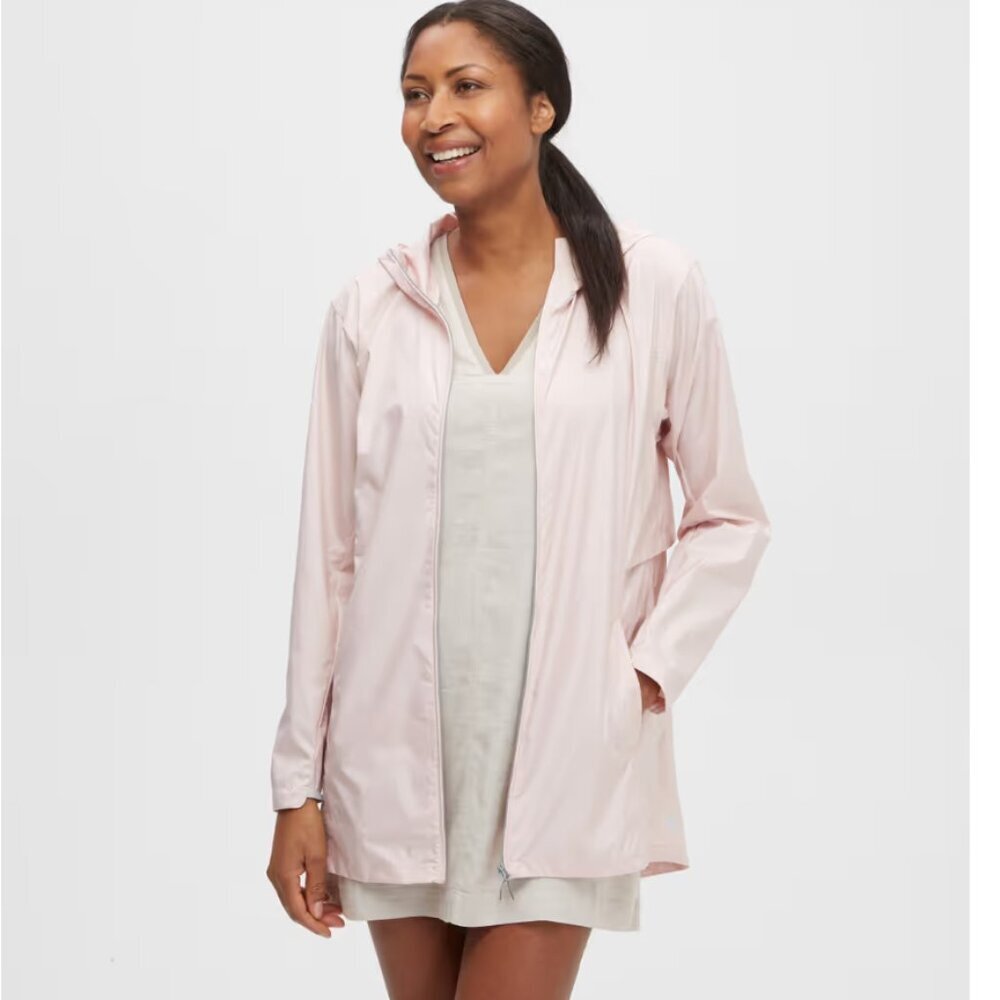 MEC Travel Light Jacket Hooded Rain Jacket Powder Rose Medium